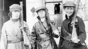 THE JOHN SWEENEY COLLECTION/DUCKETTSGROVE.IE - Mae Burke, Eithne Coyle and Linda Kerns pictured during a weapons training session in Duckett's Grove