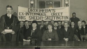UCD ARCHIVES/EITHNE COYLE O’DONNELL PAPERS/P61/9 - Eithne Coyle (centre right) at a 1933 reception to mark Hanna Sheehy-Skeffington' release from Armagh jail